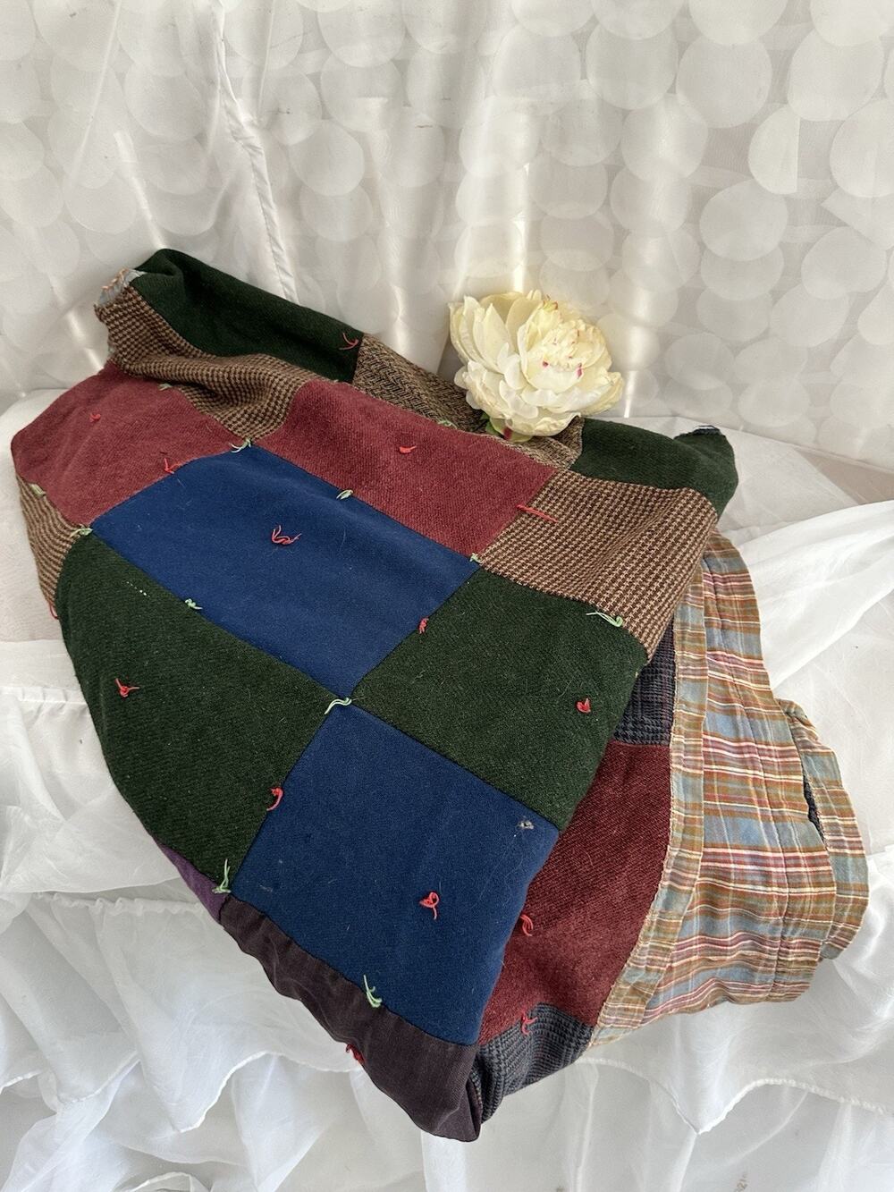 VTG Handmade Wool PATCHWORK Suit QUILT 40’s Primitive Rustic Farmhouse Country